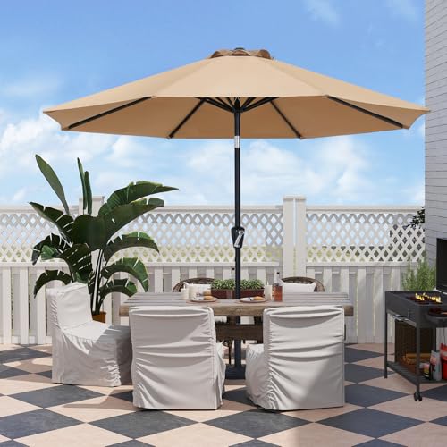 ABCCANOPY 10FT Patio Umbrella, Outdoor Waterproof Table Umbrella with Push Button Tilt and Crank, 8 Ribs UV Protection Pool Umbrella for Garden, Lawn, Deck & Backyard (Wine Red) - color: Wine Red, size: 10FT