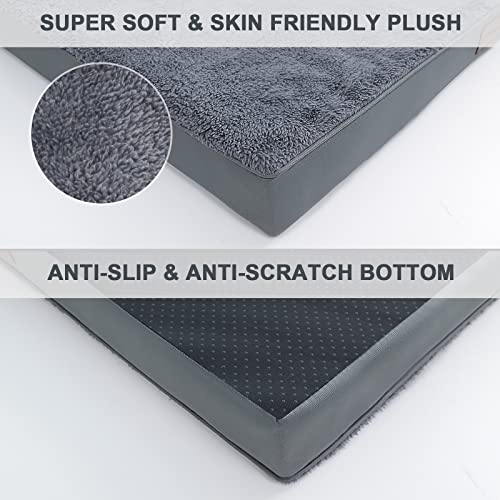 Waterproof Extra Large Dog Bed Orthopedic Dog Beds for Crate with Removable Washable Cover Egg-Crate Foam Pet Pad Mat with Anti-Slip Bottom, 47x29 Inch, Grey - color: Grey, size: 47"l X 29"w X 4"h
