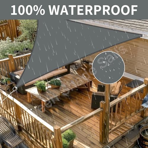 Neween Shade Sail, 12' x 12' x 16' Sun Shade Sail Triangle Waterproof for Patio Yard Deck Pergola Outdoor Sun Sail Shade 98% UV Block Sunshade Gray Color - color: Gray, size: 12' X 12' X 16'
