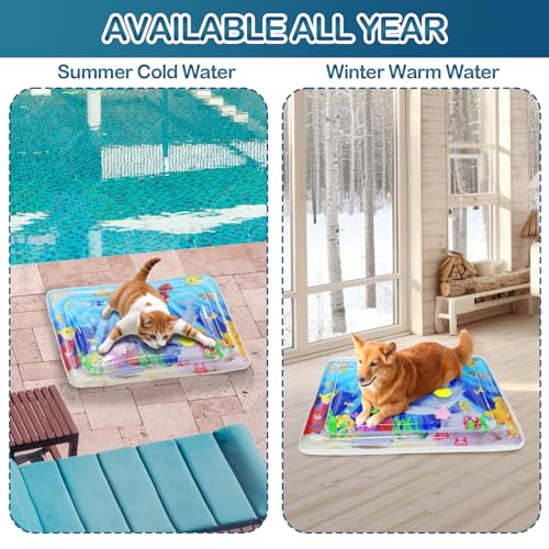 Upgraded Water Sensory Playmat for Cats, Thickened Cat Dog Toys Bored Pet Animals Cat Kicker Toys Self Play Mat Interactive Pet Water Sensory Mat Pad Pet Cooling Mat Indoor Outdoor Exercise Rectangle - style: Rectangle