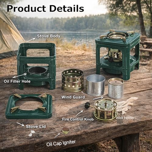 Fogon de petróleo para cuba, Portable Kerosene Stove 8-Wick, Kerosene Heater for Outdoor Camping Cooking, Picnic Burner Furnace with Windproof Design for Tent, Yard, Hurricane, Survival Kits