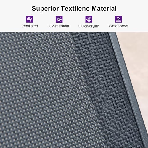 PURPLE LEAF Chaise Lounge Chair Outdoor 2 Pieces Pool Lounge Chairs 5 Adjustable Position with Armrests and Side Table, Aluminum Patio Lounge Chair for Outside, Backyard, Pool, Grey - color: Grey, size: Standard