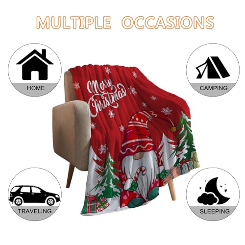 YeeJu Christmas Throw Blanket Red Christmas Tree Gnome Blanket for Couch Sofa Bed Soft Lightweight Fuzzy Plush Fleece Blankets and Throws Xmas Winter Decorative Blanket 50x60 - color: Chrsitmas-14, size: 50"x60"
