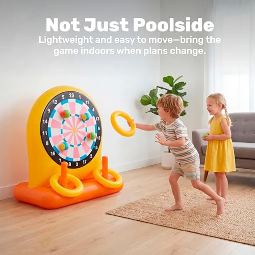 SLOOSH 2-in-1 Fun Pool Toys Set for Kids, Inflatable Dart Board & Ring Toss Game, Pool Floats Water Game Toys for Beach Yard Outdoor Ball Play, Party Birthday Gift for Kids Teen Adult