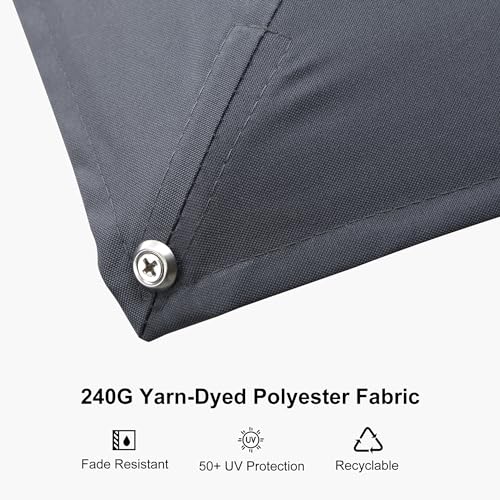 PURPLE LEAF 8' X 8' Left-right Tilting Patio Umbrella Outdoor Swivel Cantilever Umbrella Aluminum Offset Umbrella with Champagne Frame and 360-degree Rotation for Garden Deck Pool, Grey - color: Gray, size: 8' x 8'(Tilt)