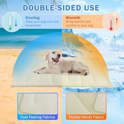 SCENEREAL Dog Cooling Mat for Crate, Thicken Self-Cooling Dog Pad Reversible (Cool & Warm), 59"x40" Pet Cool Bed for M Large XL Dogs,Kennel Sofa Mats Machine Washable, Durable Non-Toxic Gel, Outdoor - color: Beige, size: X-Large(59" L x 40" W x 1.0" HT)