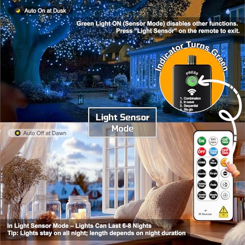 HXWEIYE Rechargeable Fairy Lights with Remote, 2 Pack 33ft 100LED Twinkle Lights with DIY Timer & Light Sensor, Waterproof Outdoor String Lights for Bedroom Patio Christmas Tree Decor, Blue - color: Blue, size: 100 LEDs - 2Pack