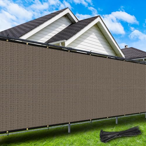 4'X50' Privacy Screen Fence Heavy Duty 220 GSM Windscreen & Dustproof Fence 98% Visibility Blocking Ideal for Fencing Patios, Pool, and Creating Intimate Outdoor Spaces，Mocha