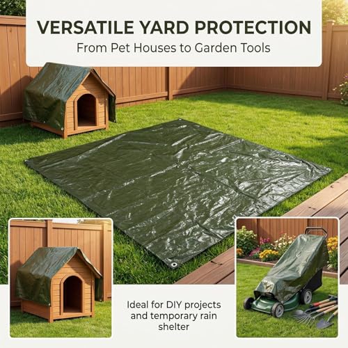 MAQIHAN Camping Tarp Waterproof - 6'x 6' Heavy Duty Tarps for Camping Tent Outdoors Garden Car Roof Multipurpose Protective Rain Sunshade Cover Thick All-Weather Emergency Tarpaulin Plastic