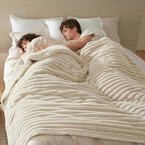 Bedsure ComfyFleece™ Waterproof Dog Blankets for Large Dogs - Soft Pet Cat Blanket Corduroy Fleece for Bed Protector Washable, Cozy Calming Reversible Furniture Protection,60"x80", Cream - color: Cream, size: Twin(60x80")-1pc