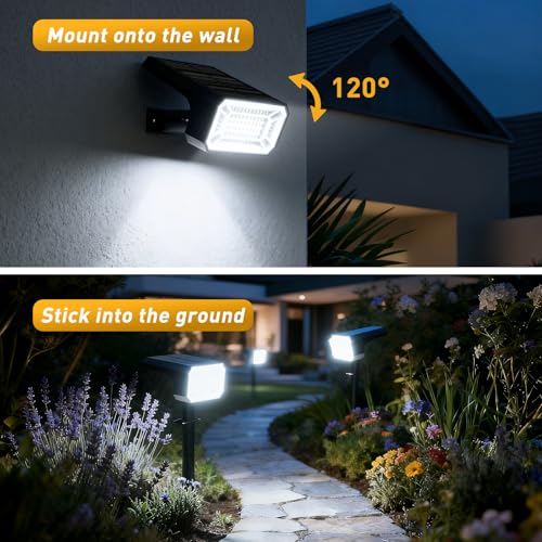 Solar Spot Lights Outdoor Waterproof IP65, [8 Pack/100 LED/4 Modes] 2-in-1 Solar Landscape Spotlights, Auto On/Off High Lumens Spot Lights for Yard Garden Pathway(Cool White) - color: Cool White, size: 8 Pack