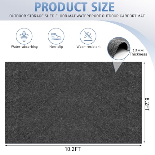 All-Weather Shed Floor Mat - for Outdoor Storage Shed and Shed with Floor, 2.5mm Thick Waterproof Design, Non-Slip, Long-Lasting Protection (8.2 * 10.2ft) - size: 8.2*10.2ft