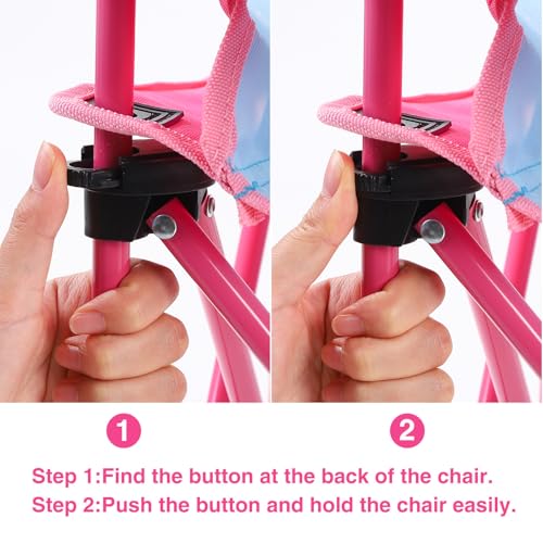 KABOER Kids Outdoor Folding Lawn and Camping Chair with Cup Holder and Carrying Bag, Children's Camping Chairs - color: Pink Axolotl