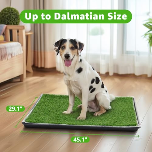Dog Grass Large Potty Patch, Dog Litter Boxes Artificial Grass Bathroom Turf for Pet Training, Washable Puppy Pee Pad, Perfect Indoor/Outdoor Portable Potty Pet Loo (Potty system-45.1"x29.1") - size: XXL-45.1"x29.1"