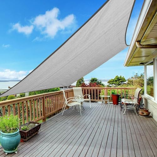 Sun Shade Sail, 6' X 10' Rectangle Shade Sail with Grommets Pergola Shade Cover, Sun Shade Cloth for Patio Carport Yard Lawn Garden (Grey) - color: Gray, size: 6' x 10'