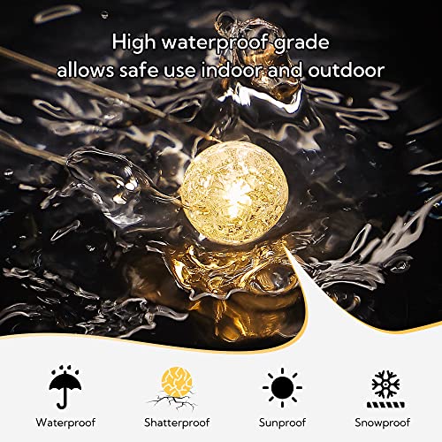 Globe String Lights,10FT 30 LED Decorative Christmas Lights,8 Modes Crystal Crackle Ball Lights,USB Twinkle Fairy Lights for Bedroom,Indoor,Outdoor,Classroom,Wedding,Party,Garden,Warm White - color: Warm White, size: 30LED
