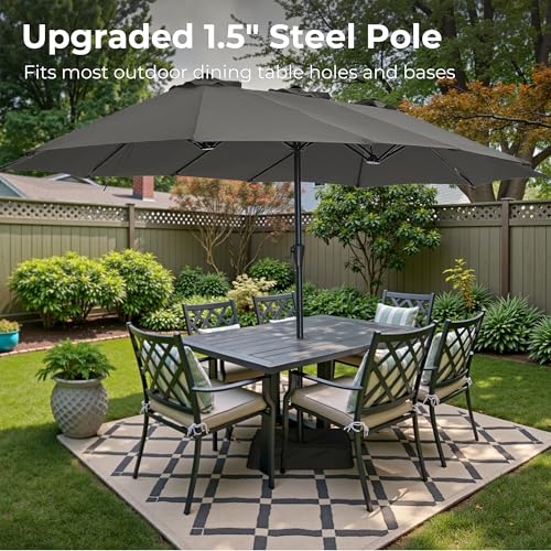 SUPERJARE 13FT Outdoor Patio Umbrella with Base Included, Double Sided Pool Umbrellas with Fade Resistant Canopy, Large Table Umbrella for Deck, Market, Backyard -Dark Gray - color: Dark Gray, size: 13FT