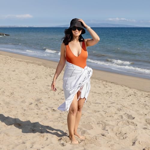 WETCAT Turkish Beach Towel Oversized (38"x71") 100% Turkish Cotton, Made in Turkey - Sand Free, Extra Large, Ultra Soft, Quick Drying, Compact & Lightweight for Travel - Black and White - color: Black and White, size: Beach Towel (38" x 71")