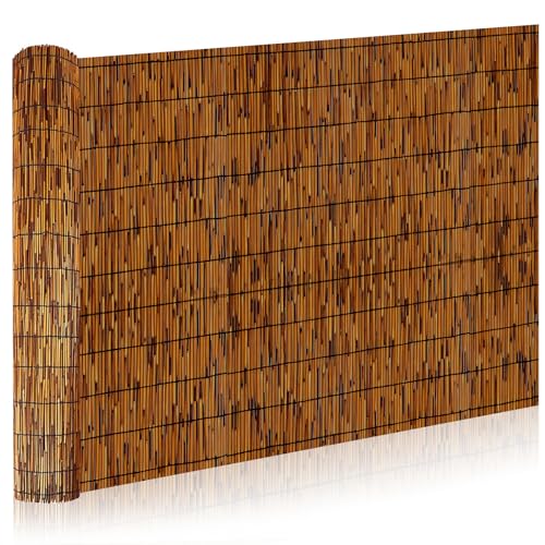Natural Reed Fence,3.3FT X 16.4FT Bamboo Fencing Privacy Reed Screening for Outdoor, Gallery, Restaurant, Hotel, Patio (Brown) - size: 1 Pack 3.3FT×16.4FT