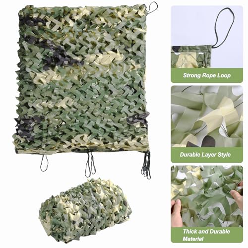 Camo Netting Camouflage Netting 6.5ft×10ft,10ft×10ft, 20ft×20ft,with Mesh Backing, Hunting Blind Nets, Sunshade Canopy, Army Tarp Fence Net for Party Decoration, Photograph and Car Cover - color: 5 Color Woodland, size: 10ftx20ft