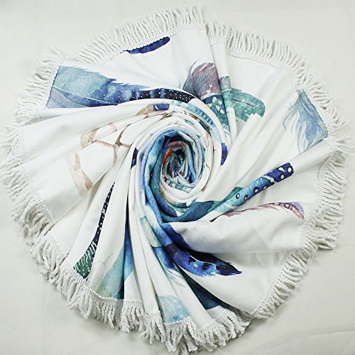 Violet Mist Microfiber Beach Towels Oversized Round Striped Beach Blanket Sand Free Quick Dry Hippie Boho Circle Bath Towel Absorbent Bohemian Beach Yoga Mat Table Cloth Throw Fringe Tapestry 60" WB - color: White Dreamcatcher
