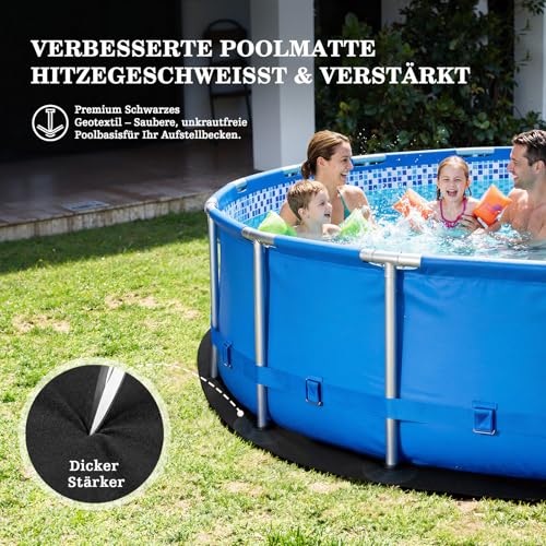 UIRWAY 15FT Round Pool Liner Pad, [2026 New Pool Pad 300G/M² Thicker] Heavy Duty Seamless Under Pool Mat Padding for Above Ground Pools, Black Pool Floor Pad to Prevent Punctures, Geotextile Material - size: Round-15ft