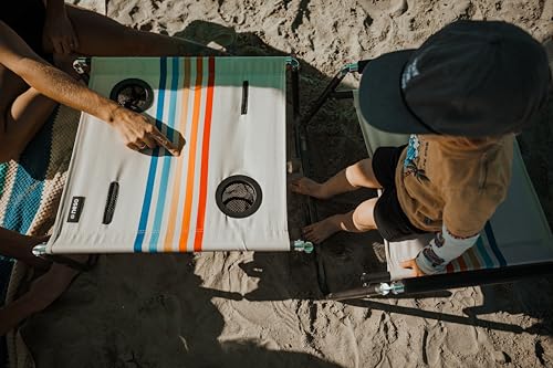 Neso Beach Table - Lightweight, Portable and Foldable Table for Beach, Camping and Outdoor Adventures - Stable Surface - with Cup Holder for Drinks and Phone Pockets - Rainbow - color: Rainbow