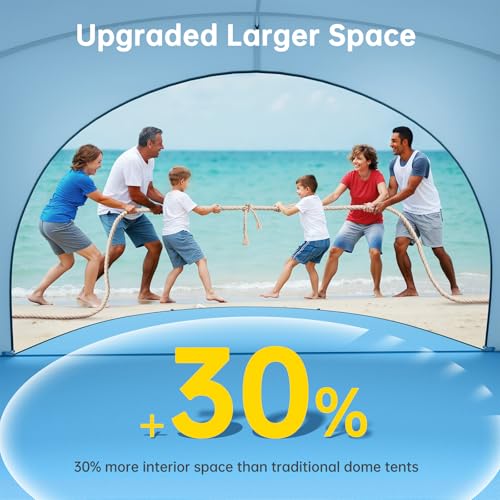 Raynesys Beach Tent Sun Shelter, Sun Shelter for 1-6 Person, Beach Shade Tent, Beaches Shade with 2 Zippered Doors, Portable Tents for Camping Fishing, Blue - color: Blue, size: For 6 Person