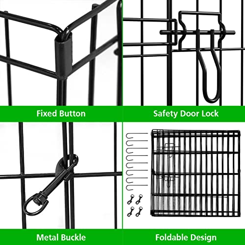 Puppy Pet Playpen 8 Panel 24 Inch Indoor Outdoor Metal Portable Folding Animal Exercise Dog Fence Ideal for Pet Animals Dog Cat Rabbit Breed Puppy (24" x 24" x 8) - style: 24'' x 24'' x 8PCS