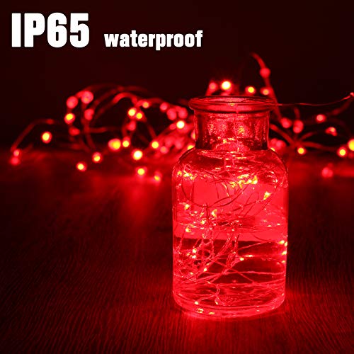 XINKAITE String Lights, 10FT/3M Red LED, Waterproof, Indoor/Outdoor, Battery Operated, 30 Super Bright Bulbs, Perfect for Holidays & Parties - color: Red, size: 10ft