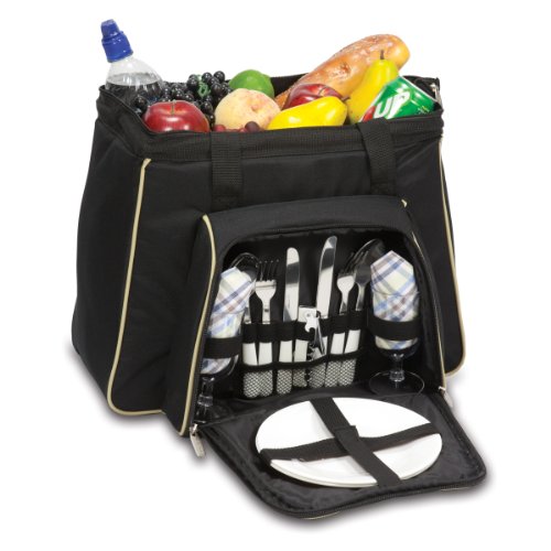 Picnic Time Toluca Insulated Cooler Picnic Tote, Black - color: Black