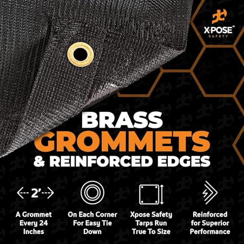Xpose Safety Heavy Duty Mesh Tarp 7' x 18' (2-Pack) – Multipurpose Black Protective Cover with Air Flow - Use for Tie Downs, Shade, Fences, Canopies, Dump Trucks – Weather and Tear Resistant - color: Black, size: 7' X 18' (2-Pack)