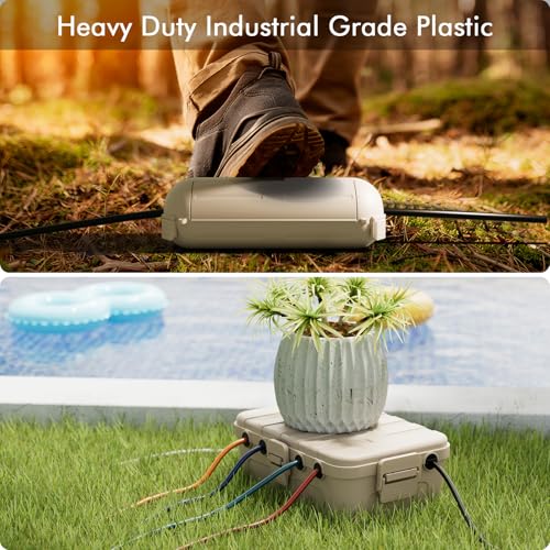 RESTMO 5-Piece Outdoor Waterproof Electrical Box Set – 12.5" x 8.5" x 5" Large & 7.1" x 2.3" x 2.3" Small, Weatherproof Boxes for Power Strip, Outlet, Plug, Socket, Timer, Holiday Light, Almond - color: Almond