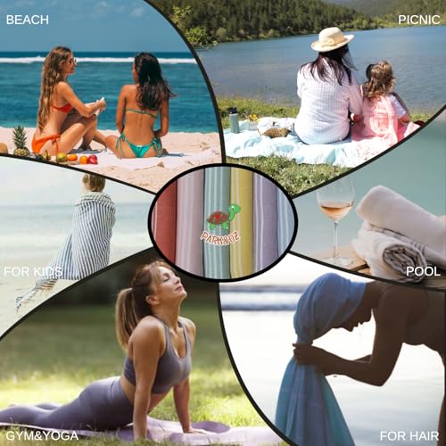 2 Pack The Turkish Beach Towel 40x72 Inches, Oversized 100% Cotton Sand Free Lightweight Absorbent Quick-Dry Beach Blanket, Extra Large Turkish Bath Towels for Travel and Pool, Yoga (Apple Green) - color: Apple Green