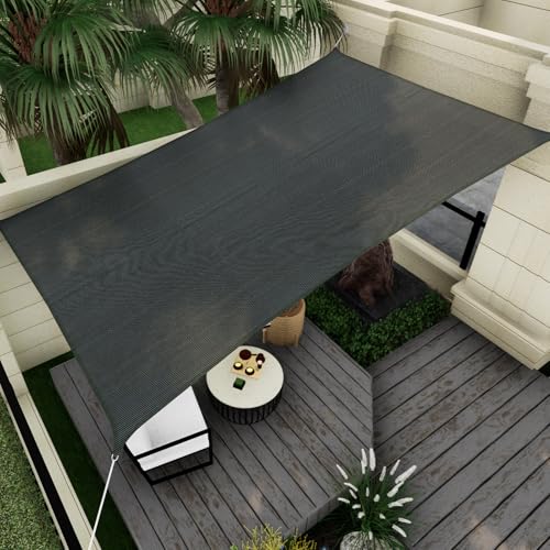 Sun Shade Sail Canopy, 6'x 10' Rectangle 95% UV Block Shade Cover for Outdoor, Backyard Patio, Lawn, Garden, Sandbox Carpor Dark Gray - color: Dark Gray, size: 6' x 10'
