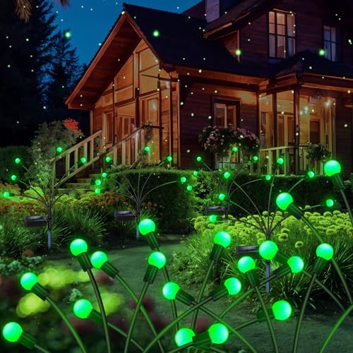 NBQQ Solar Garden Lights Outdoor, Waterproof Solar Powered Lights for Yard Pathway Patio, Swaying Lawn Decor as Gardening Gifts for Women Holiday(Green,4 Pack) - color: Green, size: 4 pack