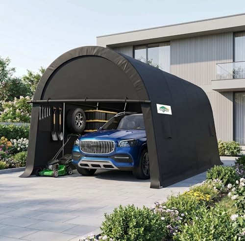 COBIZI Carport Canopy 12x20 Heavy Duty Portable Garage, All-Season Portable Car Ports & Outdoor Storage Shed, Galvanized Frame Vehicle Shelter with Removable Doors and Vents - color: Dark Gray, size: 12'x20'