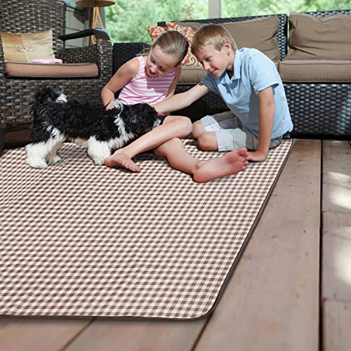 HX&OD Picnic Blanket Outdoor Extra Large Picnic Mat 80"X60" Camping Blanket Beach Blanket Foldable Waterproof Sand Mat Hiking Travel Family Concerts(Brown) - color: Brown, size: 80”x 60”