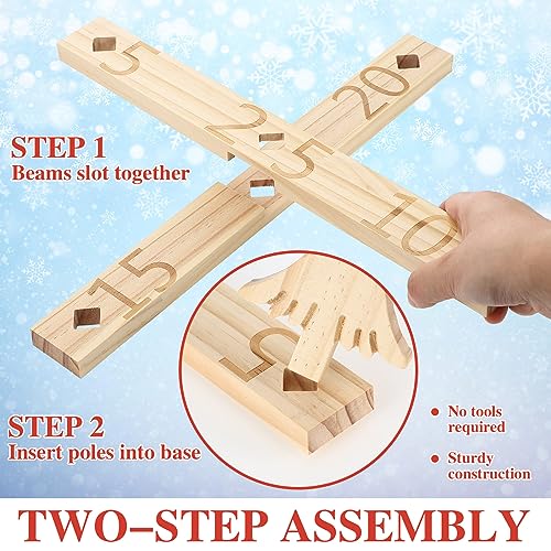 Liliful Christmas Wooden Tree Ring Toss Game Holiday Winter Party Game for Family Outdoor Indoor Yard Lawn Party Supplies 5 Scoreboard 10 Rings