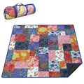 Supfitness Extra Large Picnic Blankets Waterproof Foldable (80 "x 80") Beach Blanket Waterproof Sandproof,3-Layer Thicking Mat Outdoor Packable Camping Blanket - color: Flower-4, size: 6'8" x 6'8" (Square)