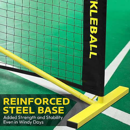 A11N SPORTS Designed for All Weather Conditions with Steady Metal Frame and Strong PE Net, Regulation Size Net with Carrying Bag- 22’ Wide x 36” Tall, Indoor/Outdoor Use - color: Yellow
