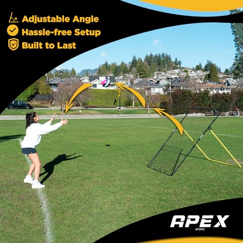 Apex Sports Adjustable Volleyball Rebounder Net 7x4 ft – Bounce Back Training Equipment with Angle Customization for Practicing Volleying, Bumping, Spiking – Durable & Portable with Travel Bag