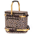 ALLCAMP Picnic Basket - Insulated Cooler, Thickening Foldable Picnic Basket with Removable Baskets & Sewn-in Frame, Basket for House Warming Gifts New Home(Leopard Print) - color: Leopard Print, size: Medium