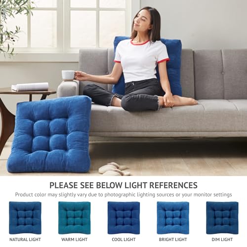 Degrees of Comfort Square Large Pillows Seating for Adults, Tufted Corduroy Floor Cushions for Living Room Tatami, Navy Blue, 22x22 Inch - color: Square | Navy | 1 Pack, size: 1 Pack
