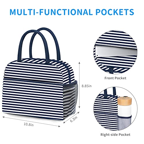 DALINDA Lunch Bag Women, Lunch Box for Women Men Reusable Insulated Lunch Tote Bag, Handbags Case High Capacity for Travel Work Picnic, Navy Blue - color: Navy Blue, size: Oxford cloth