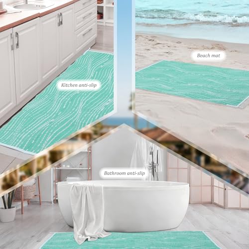 Tinideya 4 x 6 ft Pool Mats for Deck Pool Rugs Outdoor Waterproof Non Slip Outdoor Deck Rug with Non Slip Pad for Patio and Poolside