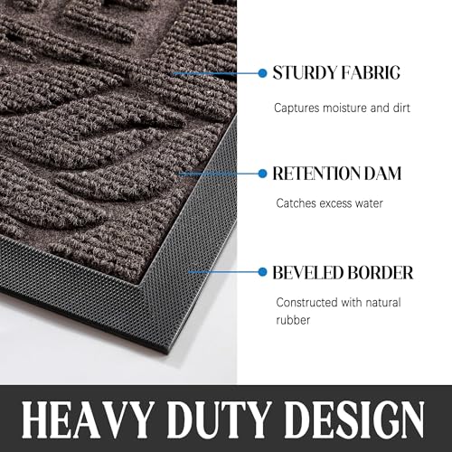Yimobra Large Welcome Mat 60x36, Waterproof Non-Slip Outdoor Mats for Front Door Outside Entrance, Low-Profile Entryway Mat Indoor for Garage Patio, Brown - color: Brown, size: 60x36 Inch