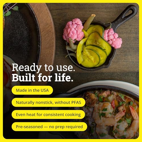 Lodge Seasoned Cast Iron Skillet 3.5 Inches - PFAS-Free, Non-Toxic Cookware - Use with an Oven, Stove, Grill, or Campfire - Naturally Non-Stick & Oven Safe - size: 3.5 Inch (1 Count)