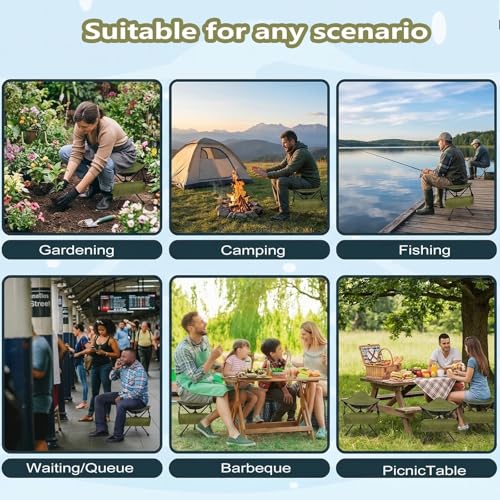 Foldable Backpack Stool,Folding Chair with Storage Pouch,Pocket Chair Can be rotated 360° ,Pocket Chairs for Adults 264 lbs,Ultralight,for Camping, Fishing, Hiking, Travel, Picnic (2026 new model)
