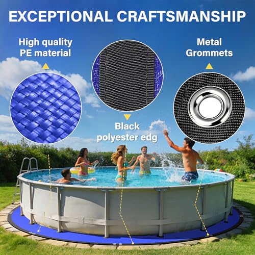 12FT Round Pool Liner Pad for Above Ground Pools, 165 GSM Thickened Puncture-Resistant Under Mat (13FT Actual), Heavy-Duty Underlayment with Metal Grommets - size: R12FT